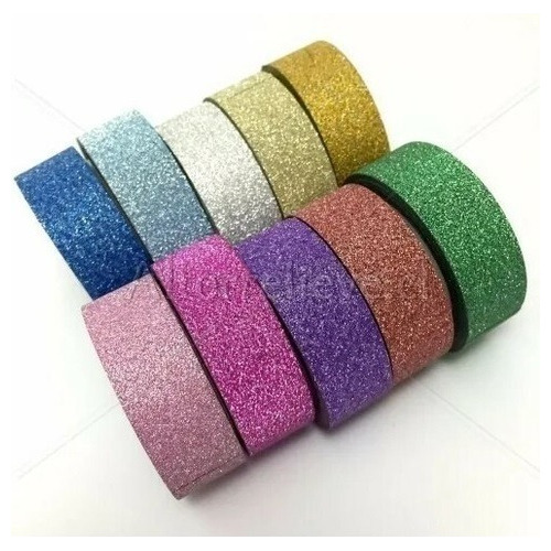 Cinta Adhesiva Decorativa Washi Tape Glitter 4 Mts X Unidad