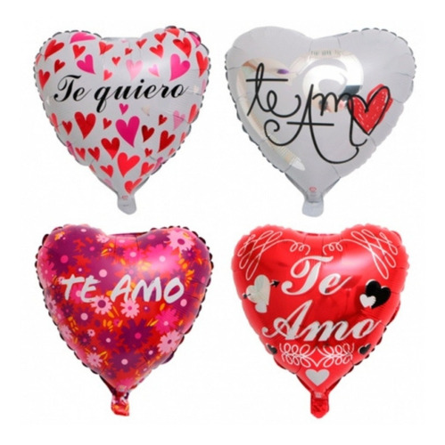 Pack 24 Unidades De Globos De Amor De 45 Cm Con Varilla