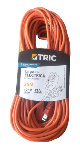 Extensión Eléctrica 25m 3tomas 2cx16awg Industrial/doméstica