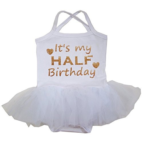 Kirei Sui Baby Gold Sparkle Medio Cumpleaños Blanco Tul Tutu