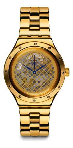 Reloj Swatch Boleyn De Acero Dorado Automático Yag100g