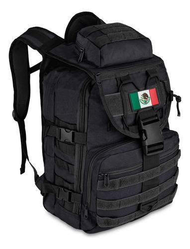 Mochila Táctica Militar Backpack Campismo Ciclismo Escolar Oficina Deportiva Multiusos Protactical® + Parche Táctico Militar Msc-9900 Color Black Diseño de la tela Poliéster 600D Oxford