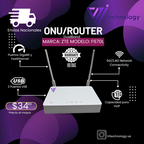 Onu / Router Dual Band Zte F670l Fibra Optica