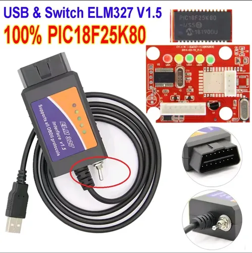 Scanner Ford Elm327 V1.5 Interruptor Usb Pic18f25k80 Chip | Frete