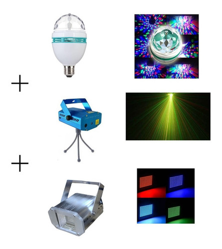 Imagen 7 de 10 de Tri Combo Luces Dj Laser Lluvia + Flash Audioritmico + Led