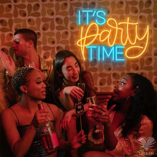 Letrero De Neon Led It's Party Time 40*30 Cm Varios Colores