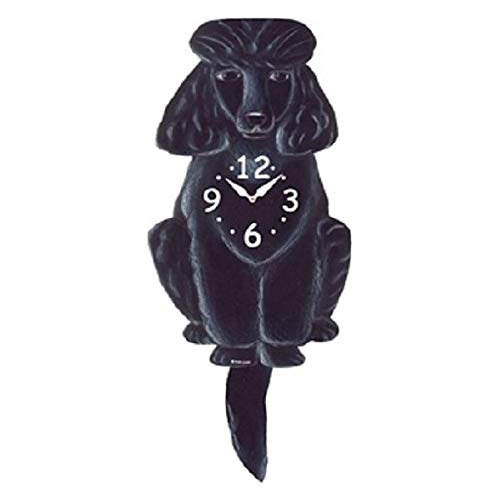 Negro Caniche Perro Wagging Cola Reloj Pendulo