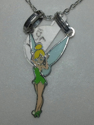 Dije Disney De Tinkerbell Pose Clásica Con Cadena Plata .925