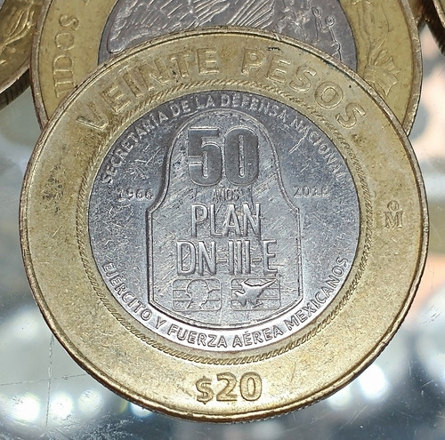 Moneda Bimetalica 20 Pesos 2016 Aniversario Plan Dn3
