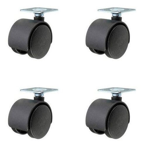 4 Ruedas Giratorias 50mm Con Base Para Mueble Mesa