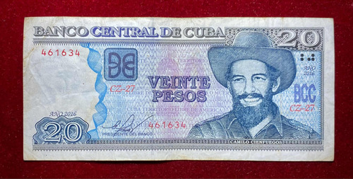 Billete 20 Pesos Cuba 2016 Reposición Pick 122 Kr Cienfuegos