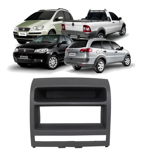 Moldura Painel 1din Fiat Palio 03-12 Siena Strada 05-12 Cinz