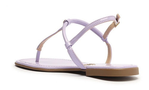 Imagem 3 de 6 de Sandália Feminina Rasteira Flat Broche Logo Roxo - My Shoes