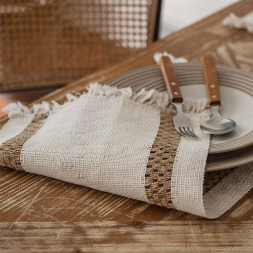 Mantel De Mesa Bohemio Y Rústico Con Flecos Para