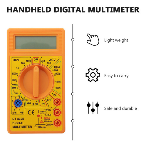 Multímetro Digital Lcd Amarillo Dt-830b Probador Eléctrico
