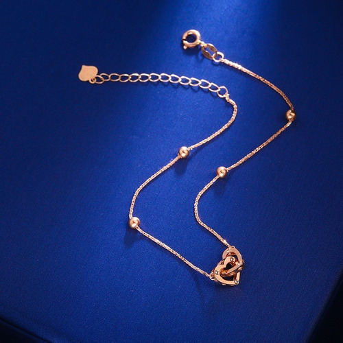 Imagen 2 de 4 de Pulsera Tejida Pelotitas Doble Corazon