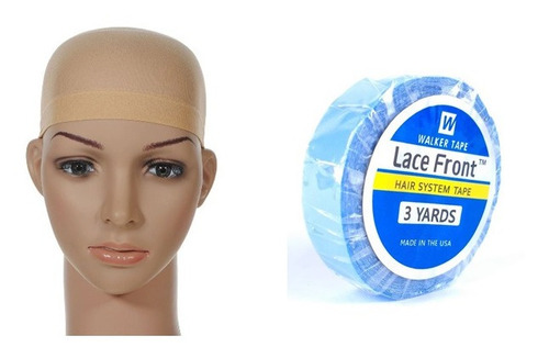 Kit Touca Wig Cap + Fita Azul Walker Tape P/ Lace Front Wig