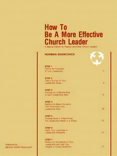 How To Be A More Effective Church Leader, De L. Norman Shawchuck. Editorial Spiritual Growth Resources, Tapa Blanda En Inglés