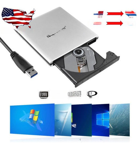 Usb 3.0 Slim 3d Unidad Externa De Blu-ray Cd Dvd Writer Bunn