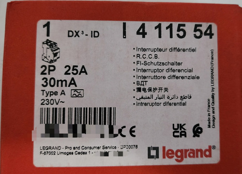 Interruptor Diferencial 2p 25a Tipo A 30ma Ref 411554 Legran