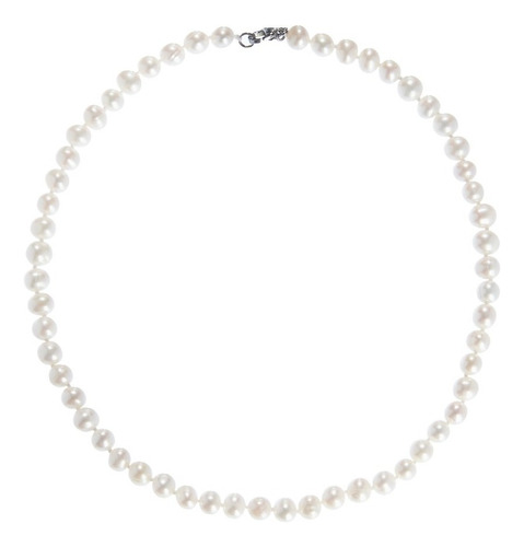 Collar Perlas Cultivadas 6mm Blancas 40cm Con Broche Plata Color Blanco
