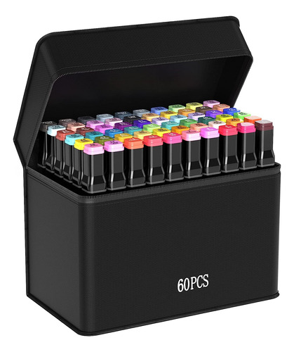 Marcadores Doble Punta Plumones Punta Pincel Colores 60 Pack
