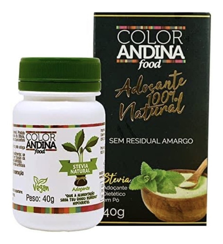 Adoçante Em Pó 100% Natural Stévia 40g - Color Andina
