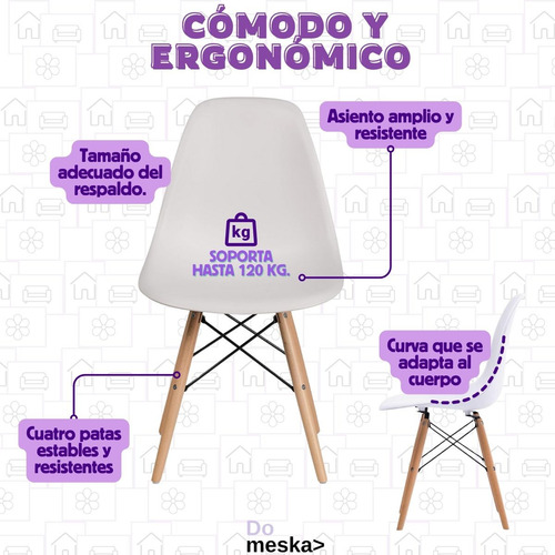 Set 6 Sillas Eames Minimalista Para Jardin Salas Comedor