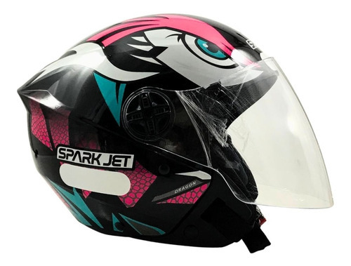 Capacete Moto Aberto Ebf Spark Jet Dragon Brilhante Cor Rosa Tamanho do capacete 56