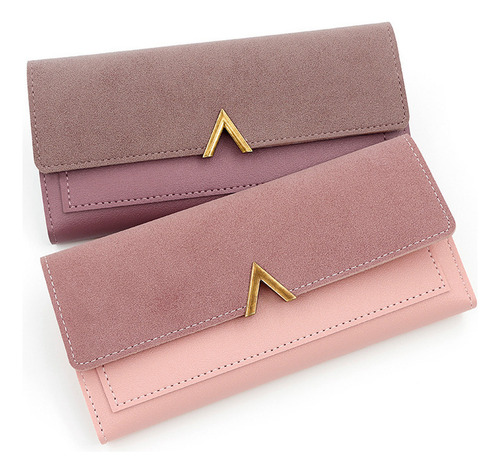 Cartera De Pu Larga Simple Para Mujer Con Ranuras Para Tarje