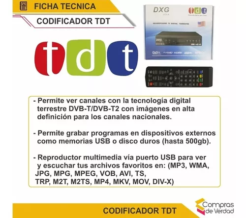 Decodificador standar para Tdt Colombia HD 