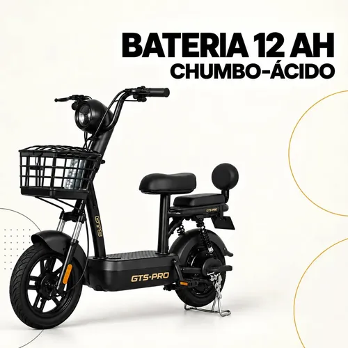 Bicicleta Elétrica GTS Super Power 500W para Mobilidade Urbana Preta