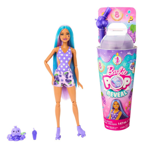 Barbie Pop Reveal Uva Cabelos Roxo 2023 Copo Slime