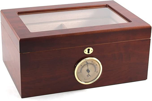 Parte Superior De Vidrio Humidor De Madera De Cerezo - 100 C