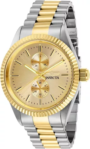 Invicta Reloj Oro Plata Hombre Gold Silver Crystal Bracelet Pulsera Watch  Man #Invicta #Casual