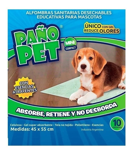 Alfombra Educativa Perro Mascota Mini Compact X 10u Paño Pet