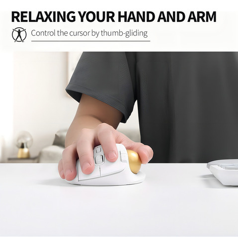 Delux Ratón Trackball Inalámbrico Bluetooth, 2400 Dpi Color Blanco