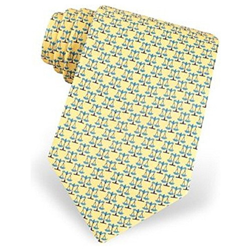 Corbata Amarilla 100% Seda Con Diseño De Abogado De Legal Sc