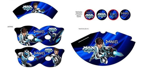 Kit Imprimible Modificable Max Steel Fiesta 3x1