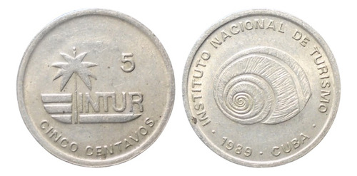 Cuba 5 Centavos 1989 Intur * 5 Pequeño * Cu#01 (Usado)
