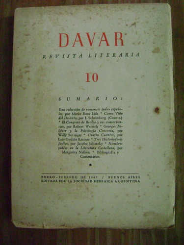 Davar. Revista Literaria N° 10. 1947