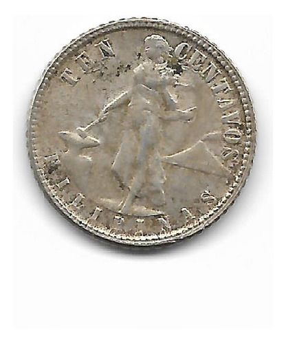 Moneda Filipinas 10 Centavos 1945 Plata Bajo Dominio De Eeuu (Usado)