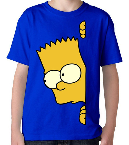 Camiseta Remera Bart Simpson Asomado Para Niños