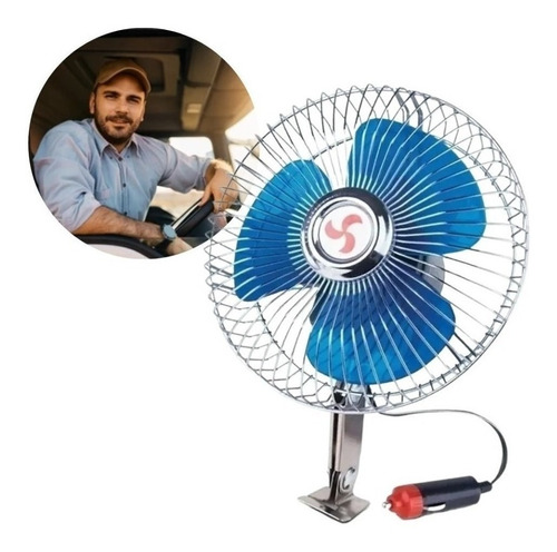 Ventilador Portátil Giratorio 6  Para Auto 12 Volts