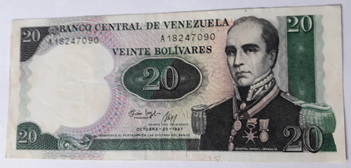 Billete De Venezuela 20 Bolivares 1997 Usado