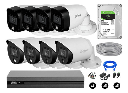 Cámaras Seguridad Exterior Dahua Kit8 1080p Vision Noche 2tb