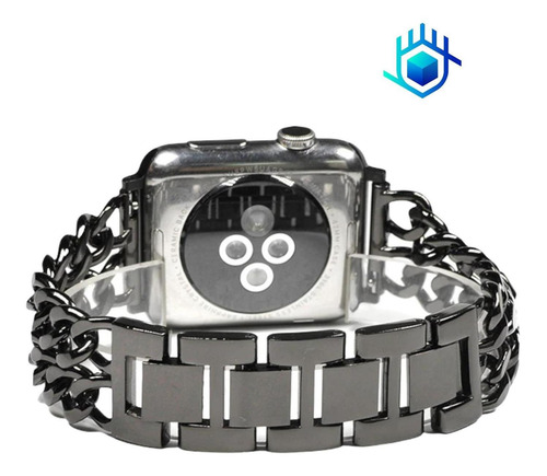 Imagen 8 de 10 de Correa Extensible Para Apple Watch Cadena + Mica Lujo Metal