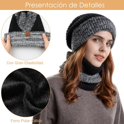 Gorro De Punto Invierno Cálido Conjunto De Gorro Y Bufanda