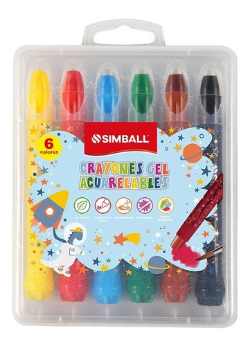 Crayones Gel Acuarelables Simball X 6 No Toxicos 