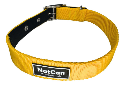 Collar Para Perros Natcan Tipo Hamilton Hebilla Reforzada Color Amarillo Tamaño Del Collar M